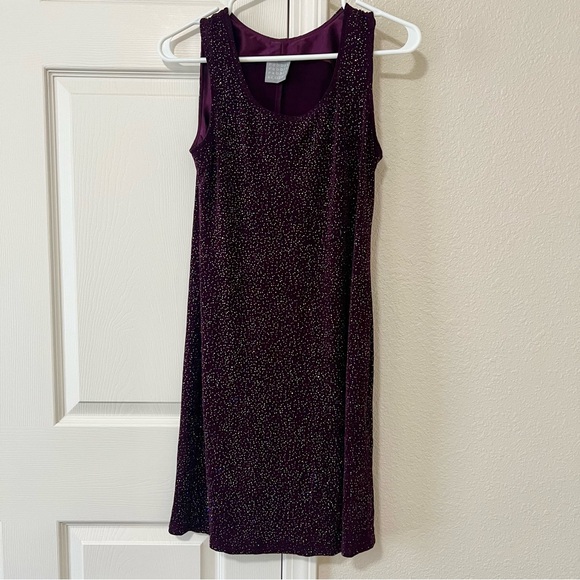 Vintage 90’s Rabbit Rabbit Rabbit Designs Purple Sparkle Sleeveless Dress - 6M - Picture 1 of 10